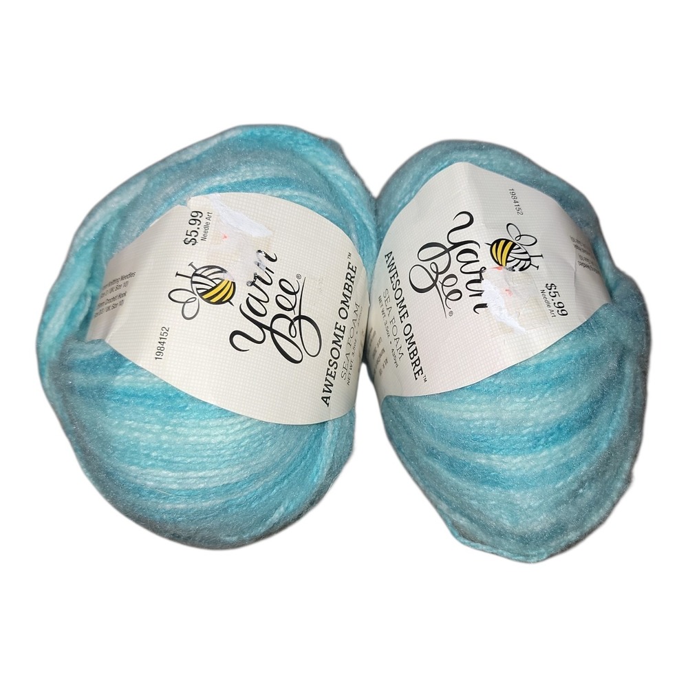 Yarn Bee Awesome Ombre Sea Foam 13 Yarn Lot of 2 435 Yds Each 870 Yds Wool Blend